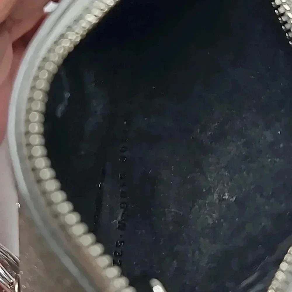 Balenciaga Silver Glitter Zippy Pouch with Key Ring, dust bag included